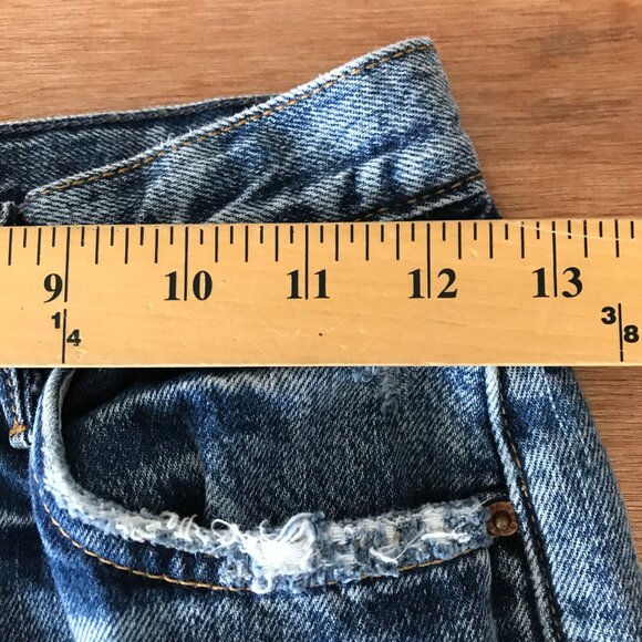 Grlfrnd Karolina Jeans Women 25 Blue Mid Rise Button Fly Distressed Raw Hem - Picture 11 of 15